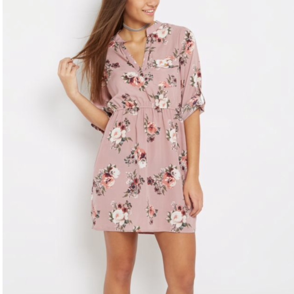 🆕 Lavender floral collared shirt dress
